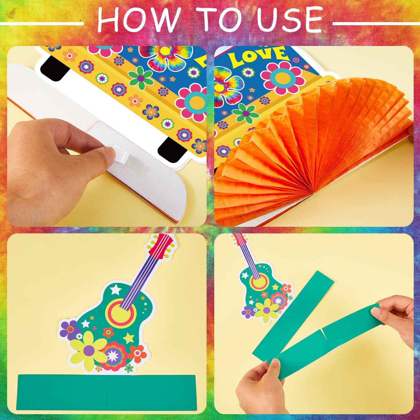 Nezyo 12 Pcs Tie Dye Hippie Party Honeycomb Centerpieces Decorations