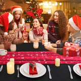 Snowkingdom Red Christmas Table Runner, Red and White Snowflakes