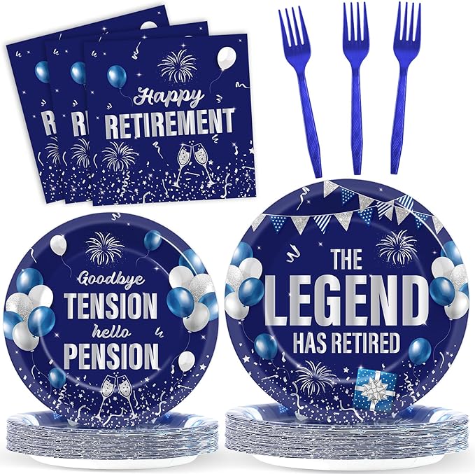100PCS Retirement Party Supplies The Legend Has Retired Paper Plates