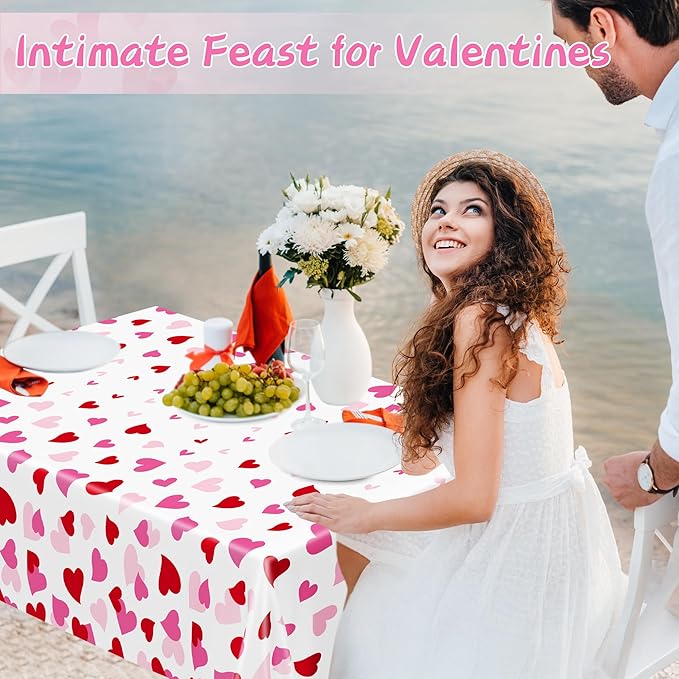 4 Pack Valentines Decorations, 108" X 54" Valentines Tablecloths,