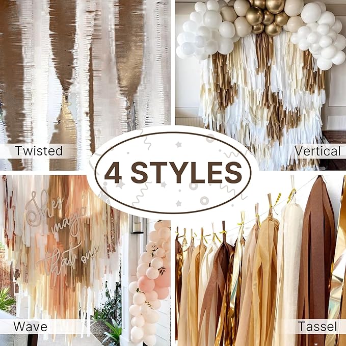 PartyWoo Brown Crepe Paper Streamers 4pcs 328ft Pack of Brown Crepe