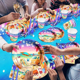 142pcs Sunset Beach Summer Tableware Set Beach Theme Party