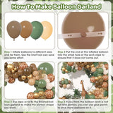 170Pcs Jungle Safari Balloons Garland Kit Safari Baby Shower
