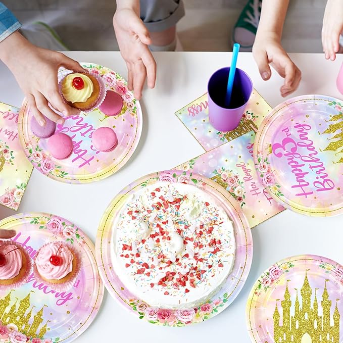 96 Pcs Princess 3rd Birthday Party Supplies Her Royal Threeness