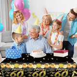Uiorgui 2pcs 60th Birthday Tablecloth, Black Gold 60th Birthday