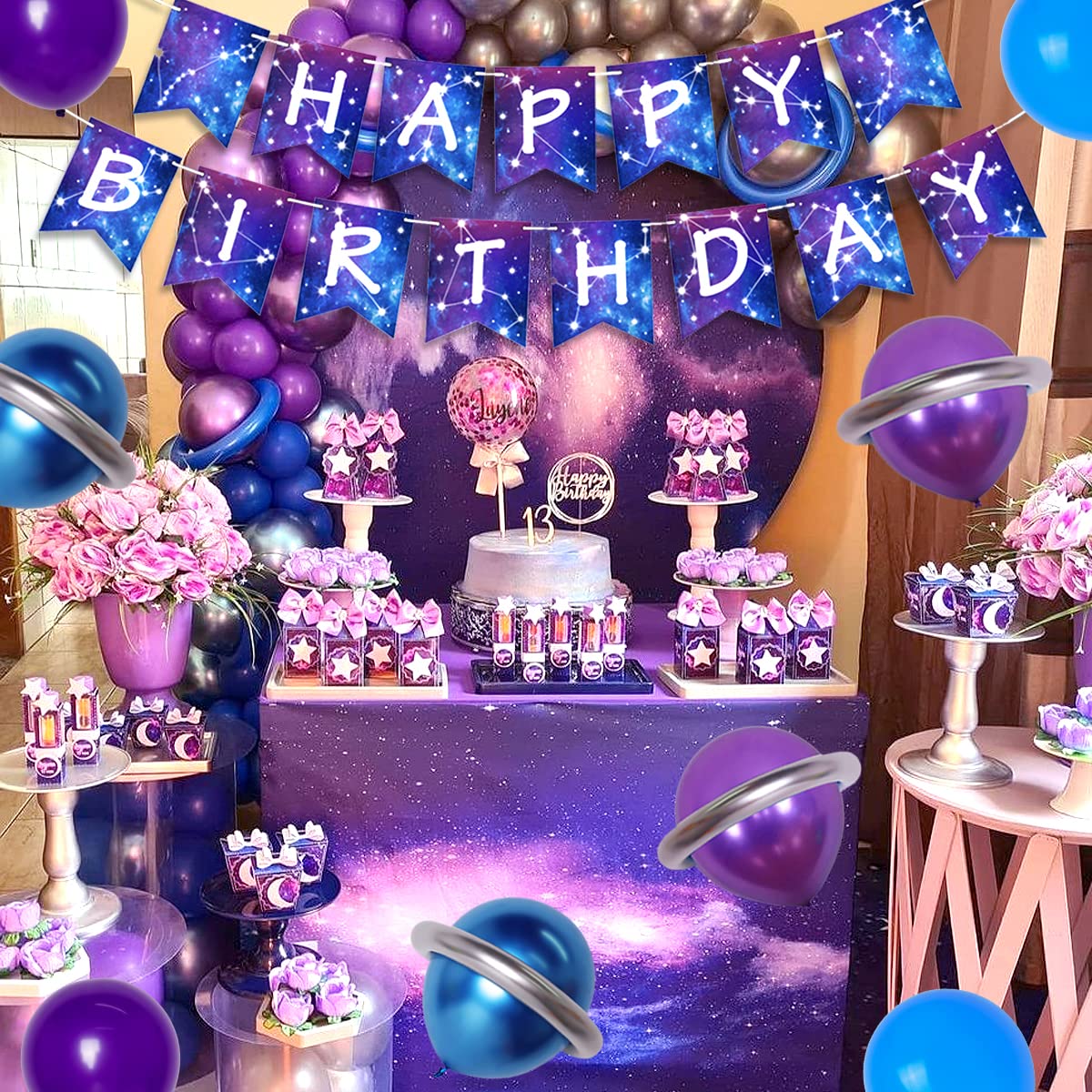 Galaxy Birthday Decorations Galaxy Happy Birthday Banner Space
