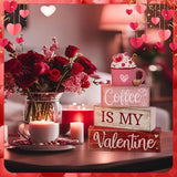 4 Pcs Valentine's Day Table Decor Wooden Cocoa Decoration