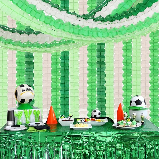 Green-White Party Decorations Streamers Garland - 157Ft Four-Leaf