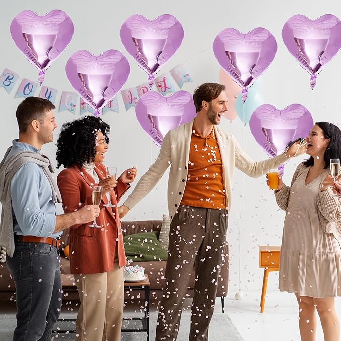 Purple Foil Heart Balloons, 12Pcs Lavender Purple Heart Shape Foil