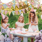 Faccito 49 Ft 60 Pcs Tea Floral Party Paper Bunting Decor Outdoor