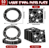 Halloween Party Oval Paper Plates 11inch Large Spider Web Paper
