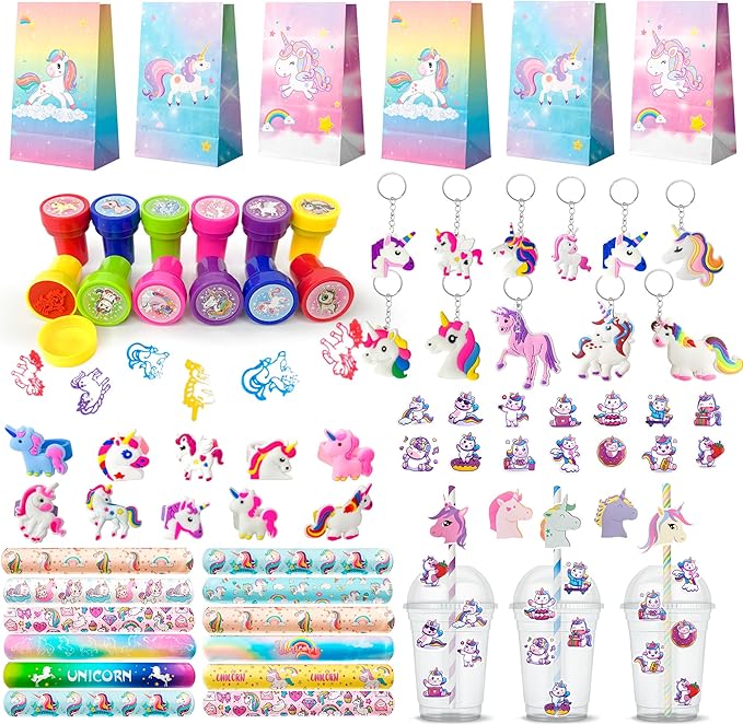 134pcs Unicorn Birthday Party Favors Set Unicorns Goodie Bags