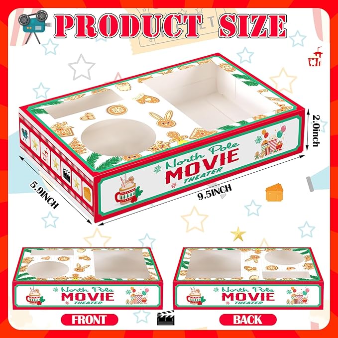 20 Pcs Christmas Movie Night Supplies Movie Night Paper Snack Trays #2