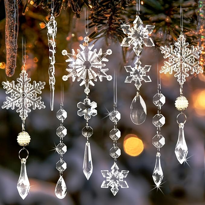 Christmas Tree Decoration Crystal Ornaments - 48pcs Acrylic Christmas