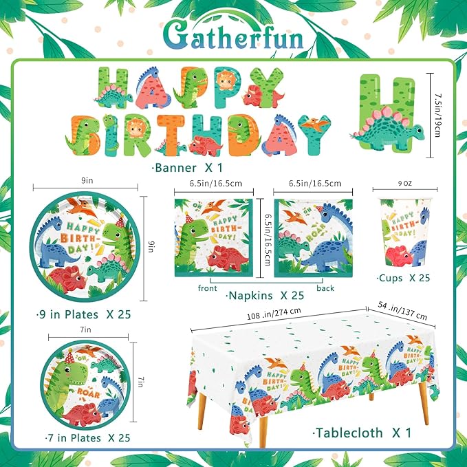Dinosaur Birthday Party Supplies Disposable Paper Plates Napkins Cups