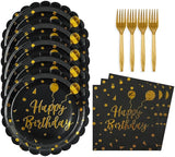 48PCS Happy Birthday Plates and Napkins Party Supplies-Disposable