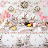 452 Pcs Easter Bunny Party Supplies for 50 Guests Pink Floral Easter