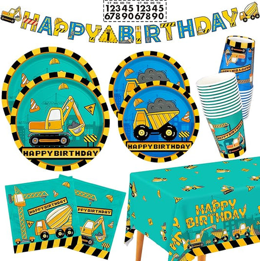Construction Birthday Party Supplies Kit Disposable Paper Plates