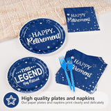 96 Pcs Retirement Party Supplies Blue and Silver Happy Retirement