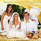 2PCS White and Gold Utensil Holder Paper Utensil Caddy for Engagement