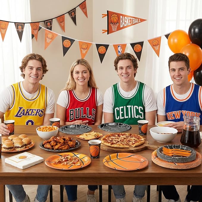 96Pcs Basketball Party Plates Supplies Sports Theme Tableware