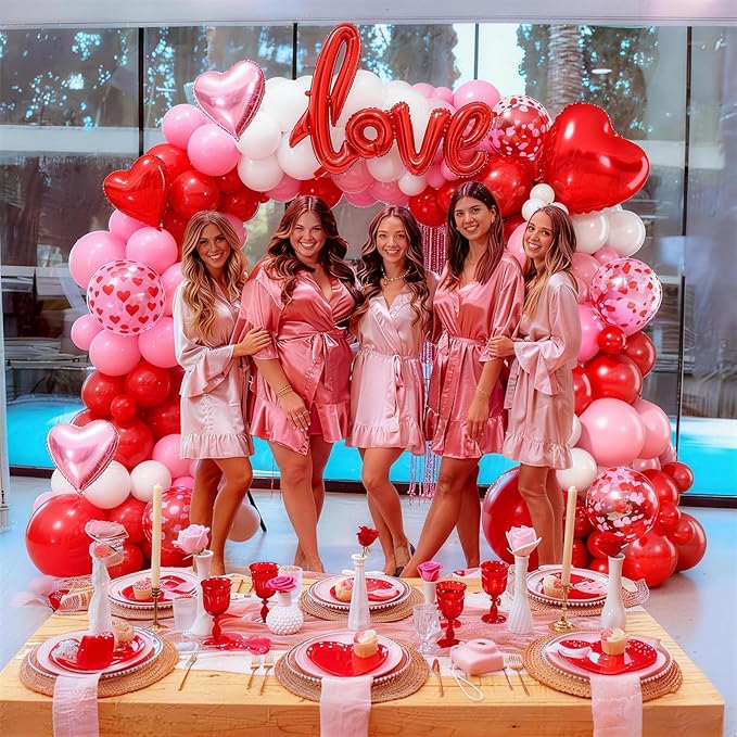 Valentines Day Balloon Arch Kit 114Pcs Red Pink White Balloon