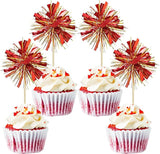 Gyufise 30Pcs Foil Firework Cupcake Toppers Sparkle Tinsel Cake #13
