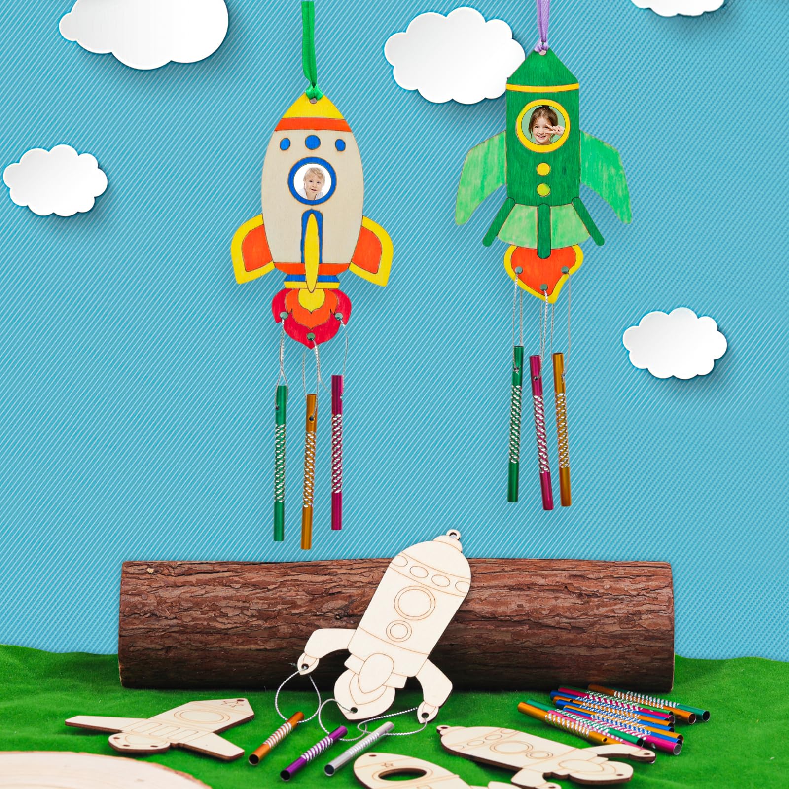 12PCS Rocket Wind Chime Kit for Kids Make Your Own Space