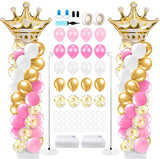 2 Sets Princess Party Balloon Column Stand Kit with 2 Crown Foil