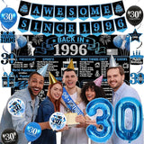 30th Birthday Decorations for Men 20PCS Black Blue Back in 1996