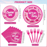 durony 96 Pieces Let's Go Party Supplies Serve 24 Guests Hot Pink
