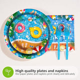 200 Pcs Pool Party Supplies Summer Pool Party Plates and Napkins