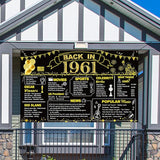 DARUNAXY 65th Birthday Black Gold Party Decoration, Back in 1961