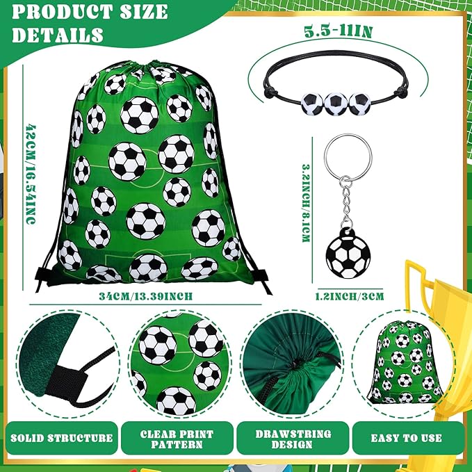 36 Pcs Soccer Party Favors 12 Soccer Drawstring Gift Bags Team