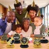 9 PCS Happy Birthday Party Table Decorations | Black and Gold