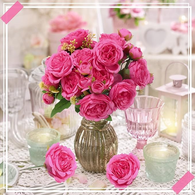 8 Bundles Artificial Peonies Flowers Boho Faux Flowers Arrangements #5