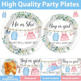 96Pcs Greenery Gender Reveal Party Decorations for Boy or Girl Baby