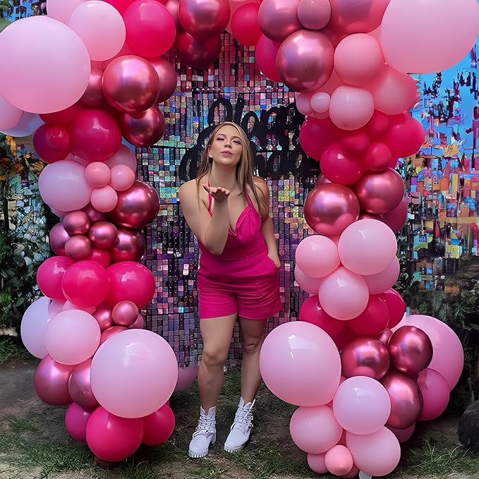 HILAVO Pink Balloons Set 12 Inch Hot Dark Magenta Light Pastel Pink