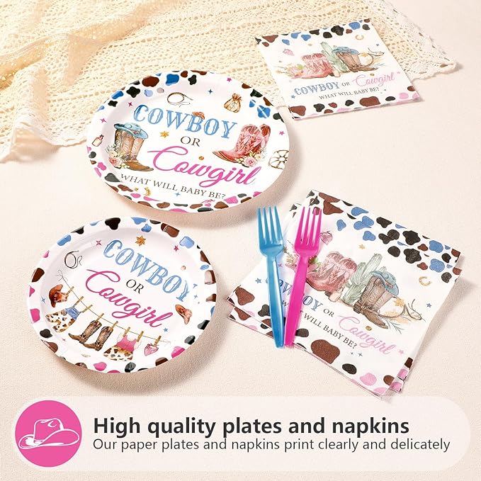 96Pcs Western Gender Reveal Decorations Cowboy or Cowgirl Gender