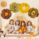 4 PCS 20" Brown Yellow Giant Paper Flowers Boho Baby Shower Party