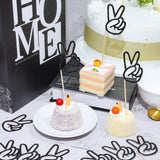 Spakon 24 Pcs Peace Sign Cupcake Toppers Glitter Peacekeeper Cupcake