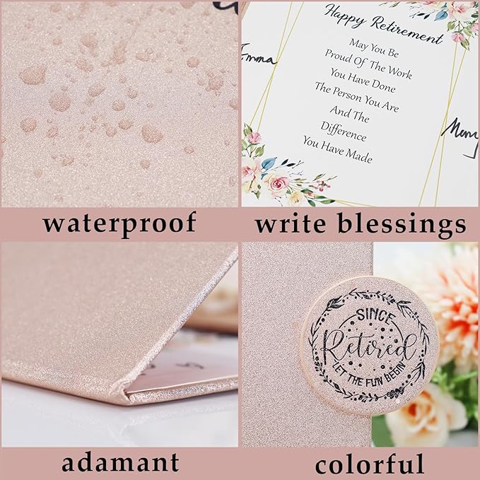 Retirement Rose Gold Guest Book Alternative Decorations for Women