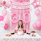30th Pink Birthday Decorations for Women, Pink Bow Coquette Birthday