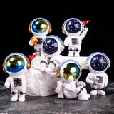 Ni-JASW Blue Astronaut Statues Set of 3, Spaceman Sculptures Space