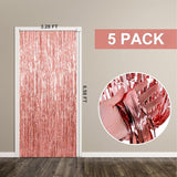 5 Pack Foil Curtain Backdrop Rose Gold Metallic Tinsel Foil Fringe