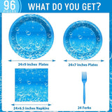 96Pcs Ocean Theme Party Plates and Napkins for Under the Sea Bubbles