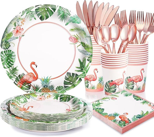 175Pcs Hawaiian Luau Party Decoration Luau Plates and Napkins Party