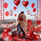 67Pcs Red Valentine's Day Decoration Set BE MINE Banner Foil Love