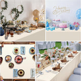 3Pcs Beige Tablecloths for Rectangle Tables,Disposable Plastic Ivory