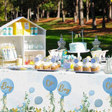 Baby Shower Party Tablecloths 3Pcs Watercolor Blue Birthday Party